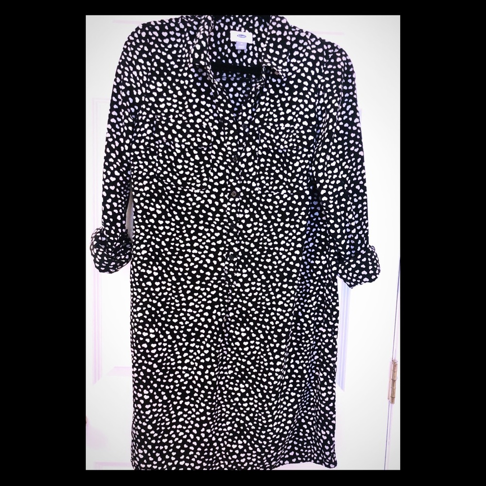 Black and White Heart Print Tunic/Dress